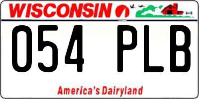 WI license plate 054PLB