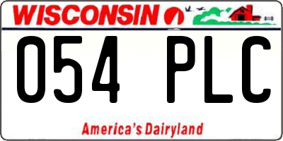 WI license plate 054PLC