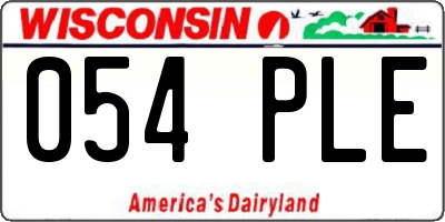 WI license plate 054PLE