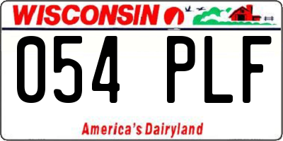 WI license plate 054PLF