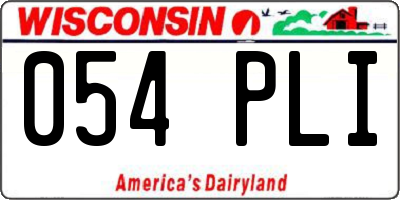 WI license plate 054PLI