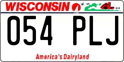 WI license plate 054PLJ