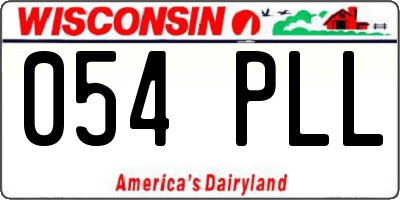 WI license plate 054PLL
