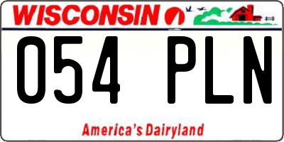 WI license plate 054PLN