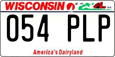 WI license plate 054PLP