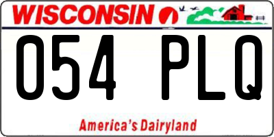WI license plate 054PLQ
