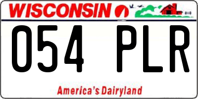 WI license plate 054PLR