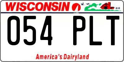 WI license plate 054PLT