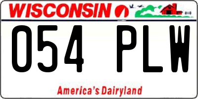 WI license plate 054PLW