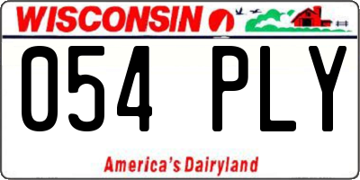 WI license plate 054PLY
