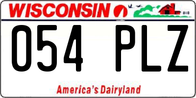 WI license plate 054PLZ