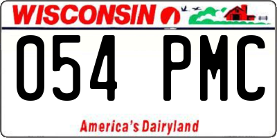 WI license plate 054PMC