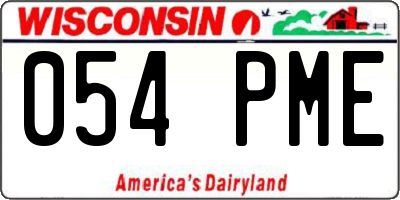 WI license plate 054PME