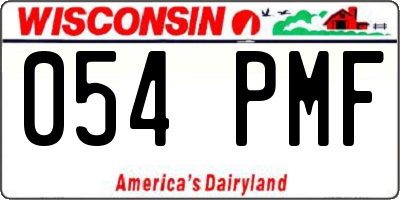 WI license plate 054PMF