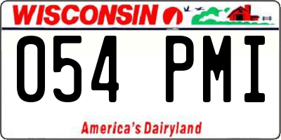 WI license plate 054PMI