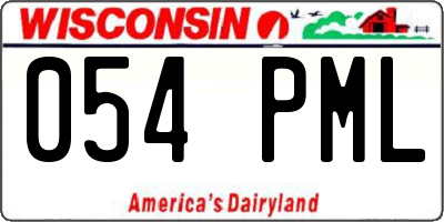 WI license plate 054PML