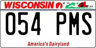 WI license plate 054PMS