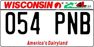 WI license plate 054PNB
