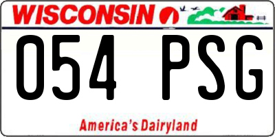 WI license plate 054PSG