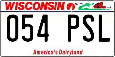 WI license plate 054PSL