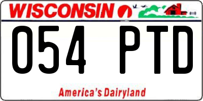 WI license plate 054PTD