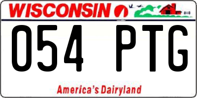 WI license plate 054PTG