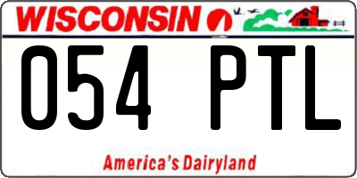 WI license plate 054PTL