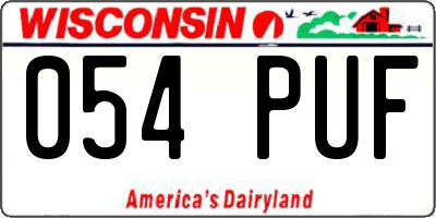 WI license plate 054PUF