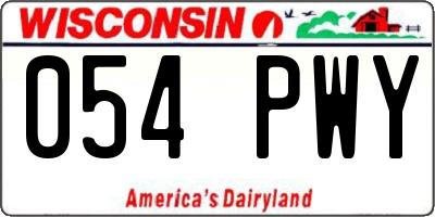 WI license plate 054PWY