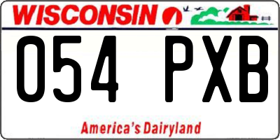 WI license plate 054PXB