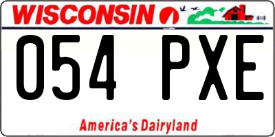 WI license plate 054PXE