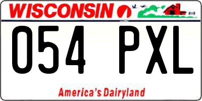 WI license plate 054PXL
