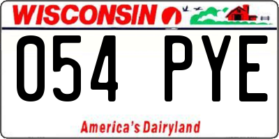 WI license plate 054PYE