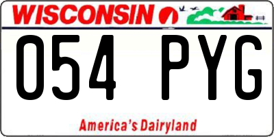 WI license plate 054PYG