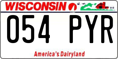 WI license plate 054PYR