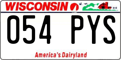 WI license plate 054PYS