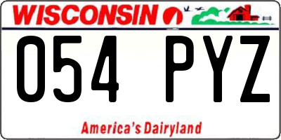 WI license plate 054PYZ