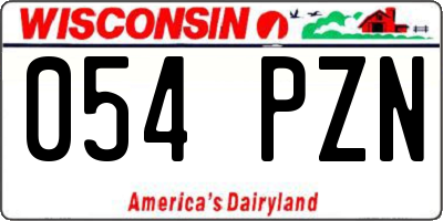 WI license plate 054PZN