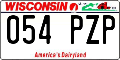 WI license plate 054PZP