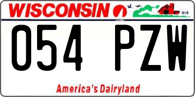 WI license plate 054PZW