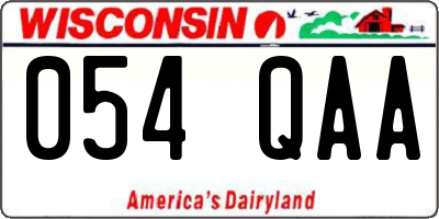 WI license plate 054QAA