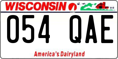 WI license plate 054QAE