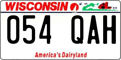 WI license plate 054QAH