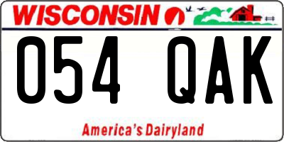 WI license plate 054QAK