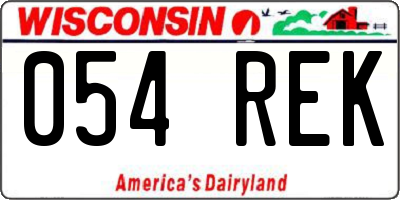 WI license plate 054REK