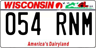 WI license plate 054RNM