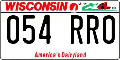 WI license plate 054RRO