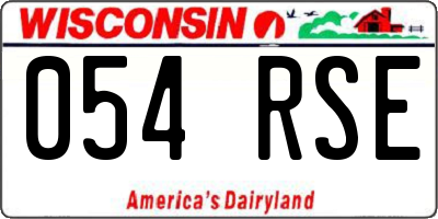 WI license plate 054RSE