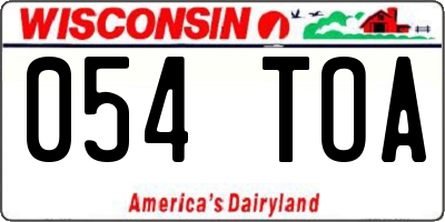 WI license plate 054TOA