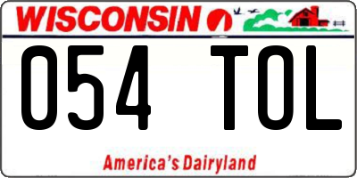 WI license plate 054TOL